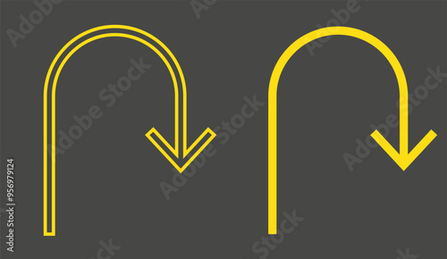 Go back return arrow icon, simple vector u turn shape pointer flat design pictogram vector elements for app ads web banner button ui ux interface elements. Replaceable vector
