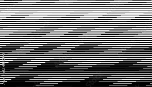 Black and white illusion effect of lines, with diagonal smooth transition. Vector Format Illustration 