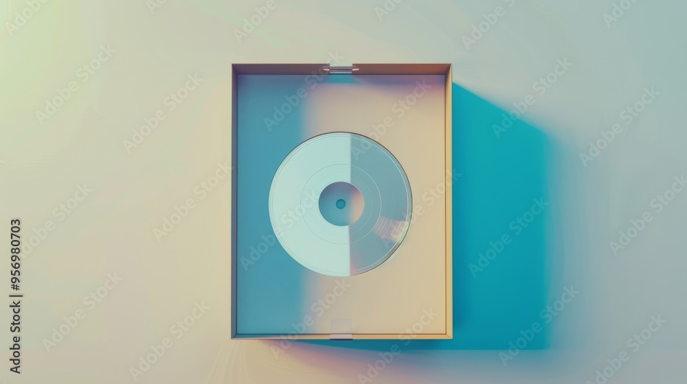 A CD in a minimalist case, accentuated by soft pastel lighting, encapsulating modern artistic flair and technological simplicity. A CD in a minimalist case, accentuated by soft pastel lighting, encapsulating modern artistic flair and technological simplicity.
