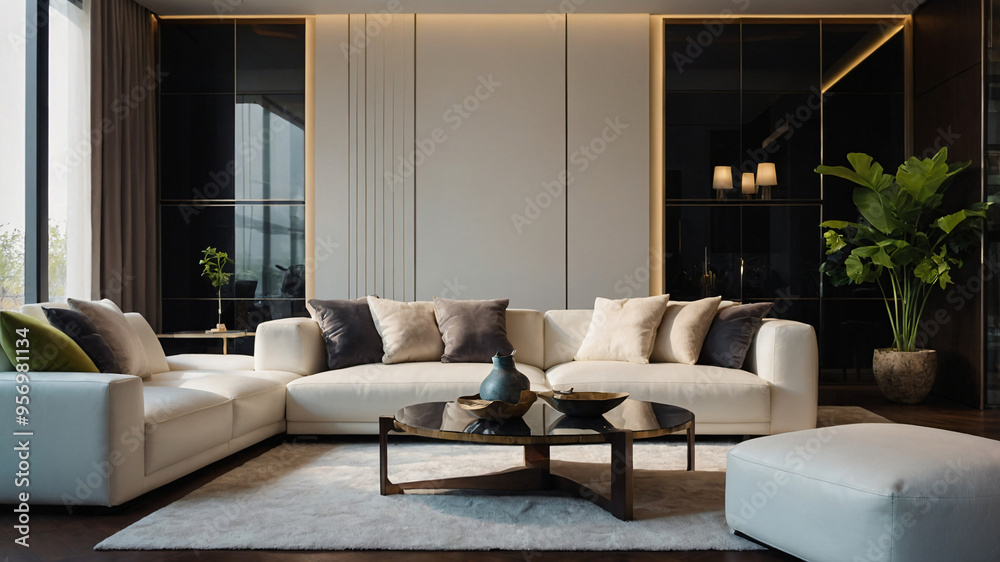 a photo of a realistic modern living room interior design with white sofa-6 a photo of a realistic modern living room interior design with white sofa-6