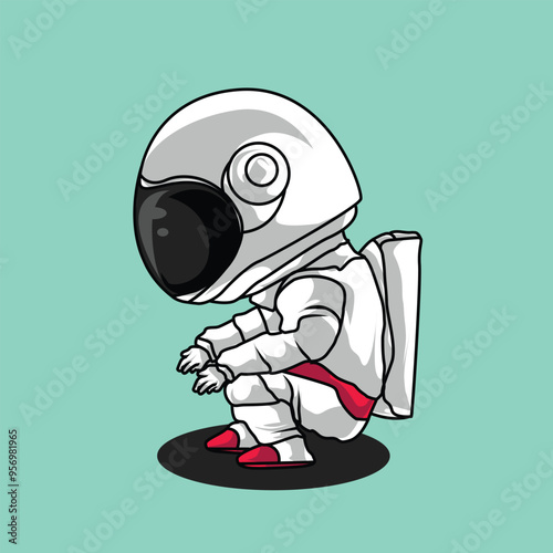 illustration unique astronaut cute pose