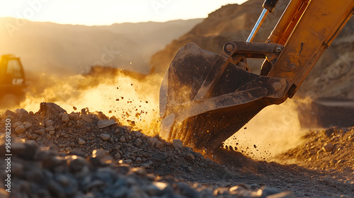 Pelleteuse en action sur un site de construction