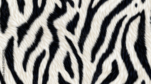 Realistic fur zebra seamless pattern