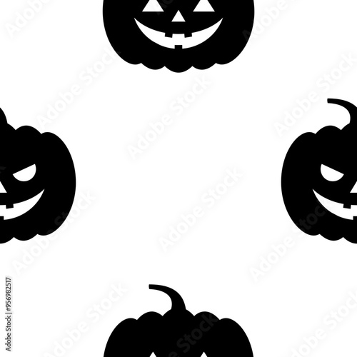 Seamless vector Halloween pattern, pumpkin head