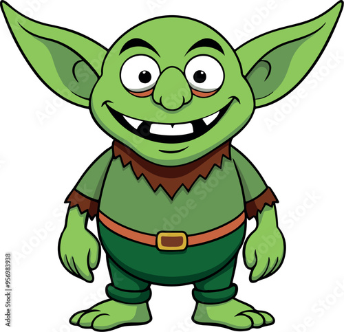 Mischievous Green Goblin with Oversized Ears