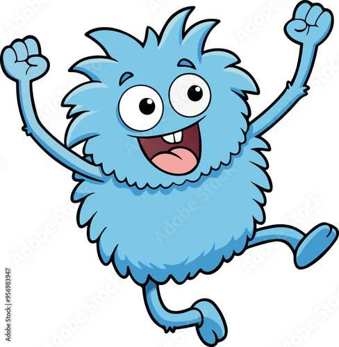 Joyful Fluffy Creature Jumping with Glee