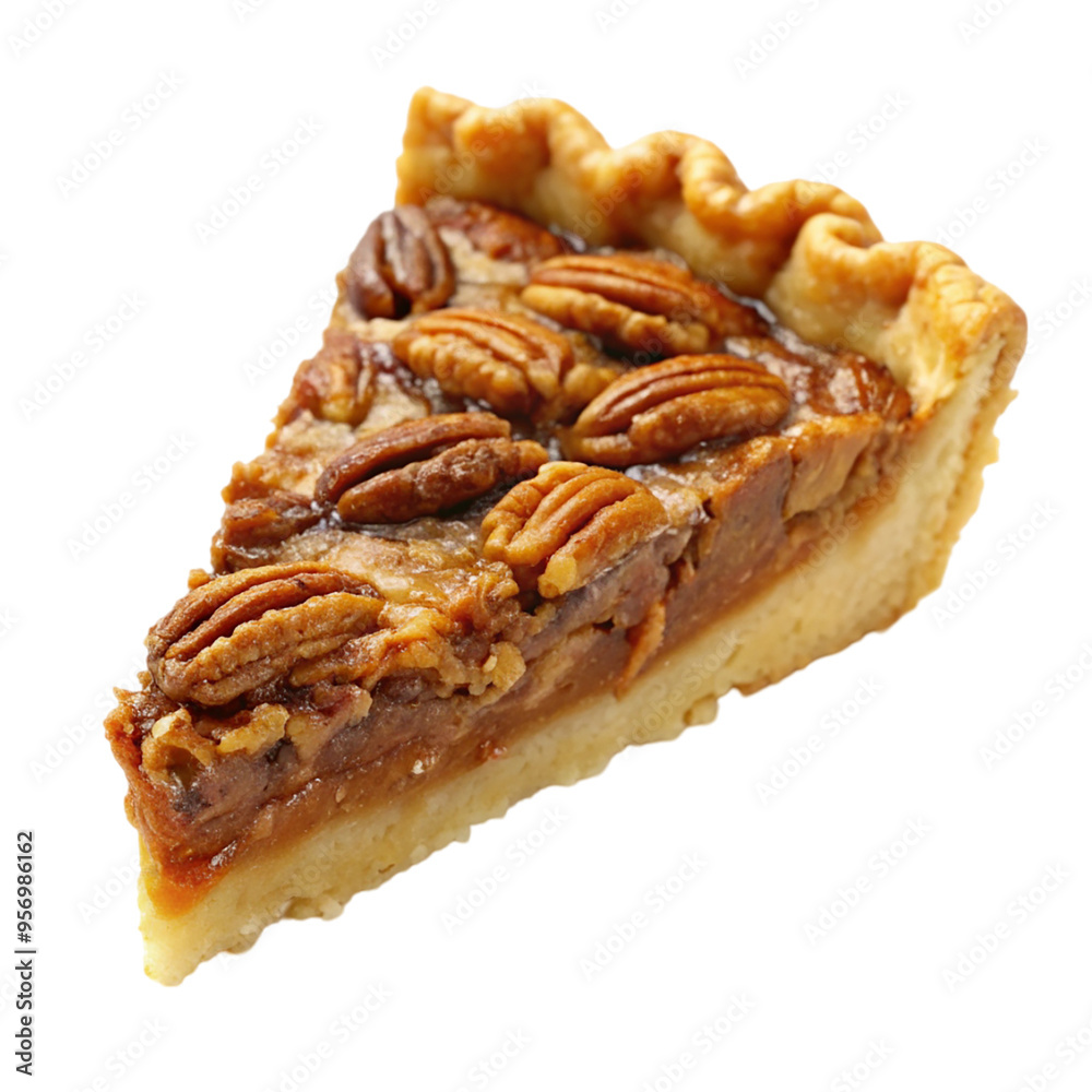 A slice of butter tart pie isolated on transparent background. A slice of butter tart pie isolated on transparent background.