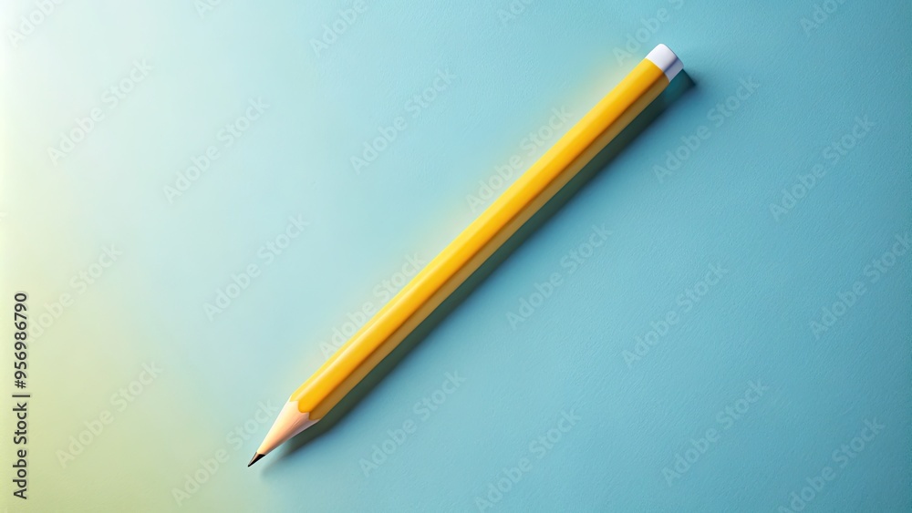 A yellow pencil lies diagonally on a soft, gradient background transitioning from creamy white to pale blue, evoking creativity and subtle inspiration. A yellow pencil lies diagonally on a soft, gradient background transitioning from creamy white to pale blue, evoking creativity and subtle inspiration.
