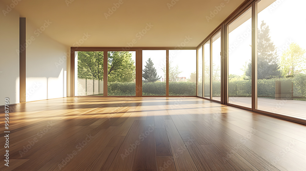 Obraz premium Modern empty room with parquet floor