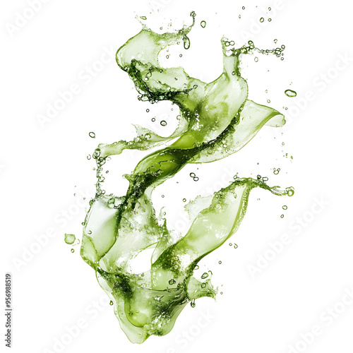 Laminaria Seaweed Isolated on White Background. Green kelp seaweed from deep sea isolated