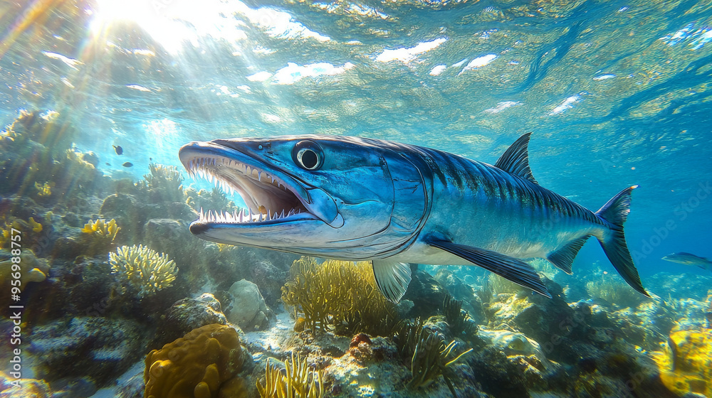 Barracuda Underwater: A Close-Up of a Predator in its Habitat