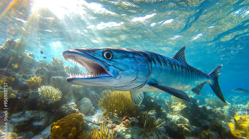 Barracuda Underwater: A Close-Up of a Predator in its Habitat