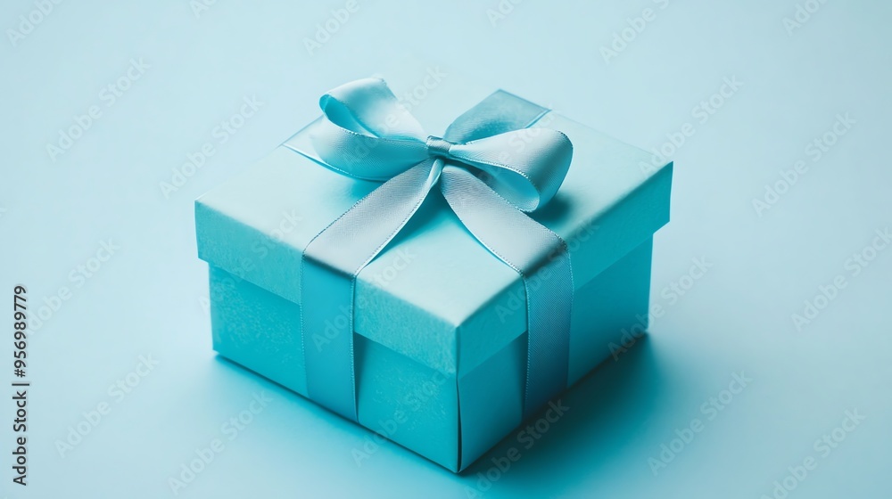 Light Blue Gift Box with a Satin Ribbon Bow Light Blue Gift Box with a Satin Ribbon Bow