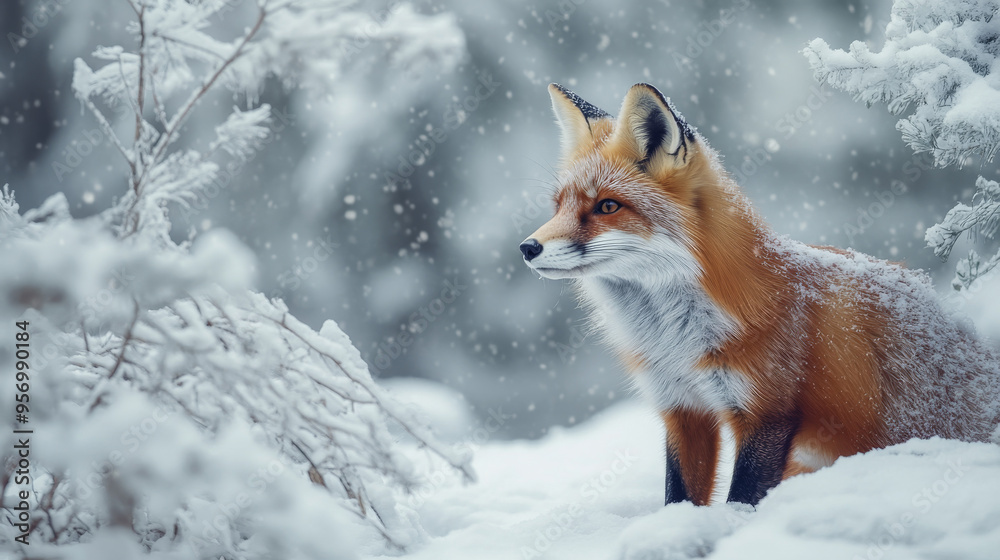 Red Fox in a Winter Wonderland: A Majestic Portrait Red Fox in a Winter Wonderland: A Majestic Portrait