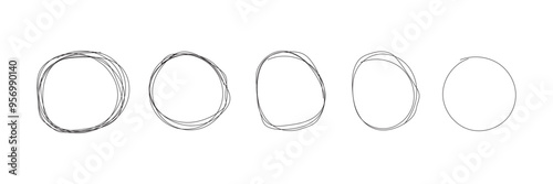 Circle line sketch icon in hand drawn style. Circular scribble doodle vector illustration on isolated background. Pencil or pen bubble sign business concept.