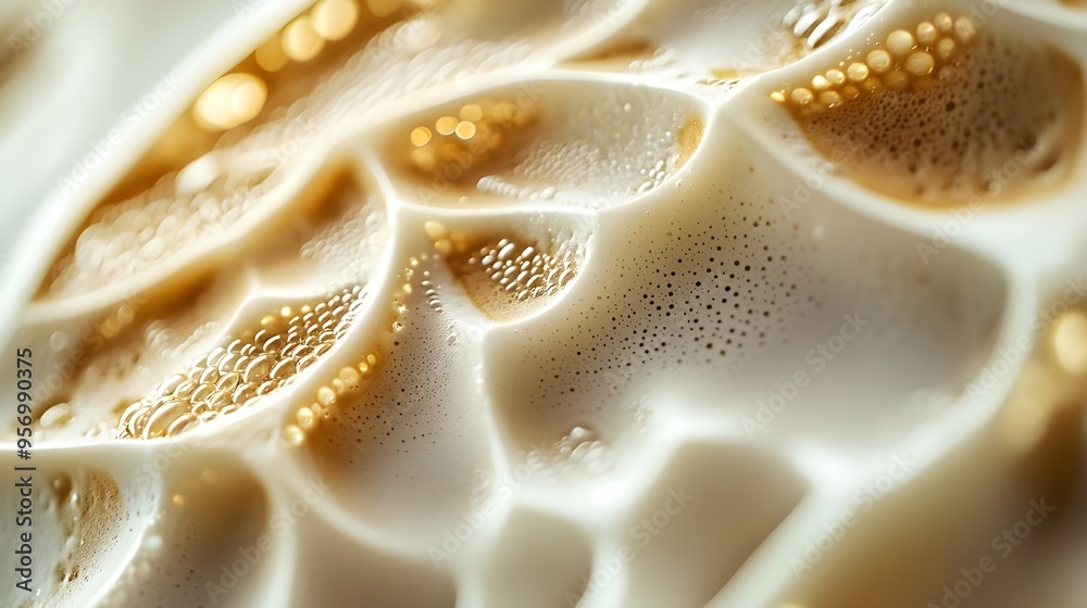 A close-up of latte art, focusing on the intricate pattern created with the milk foam. A close-up of latte art, focusing on the intricate pattern created with the milk foam.