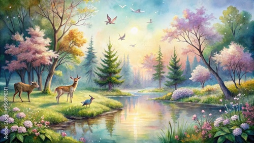 Soft+Watercolor+Whimsical+Soothing+Nature photo