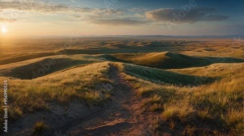 Natural landscape of hills covered with grass