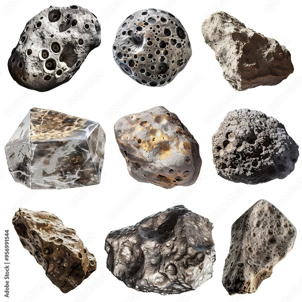 Collection of realistic asteroids displayed Collection of realistic asteroids displayed