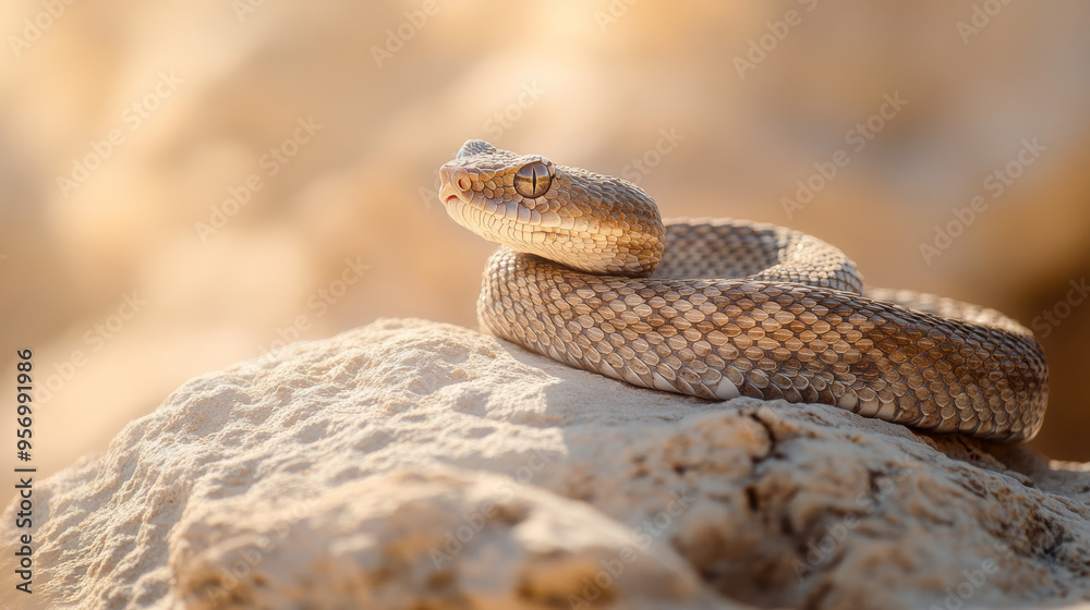 Fototapeta premium Close-Up of a Desert Snake on a Rock