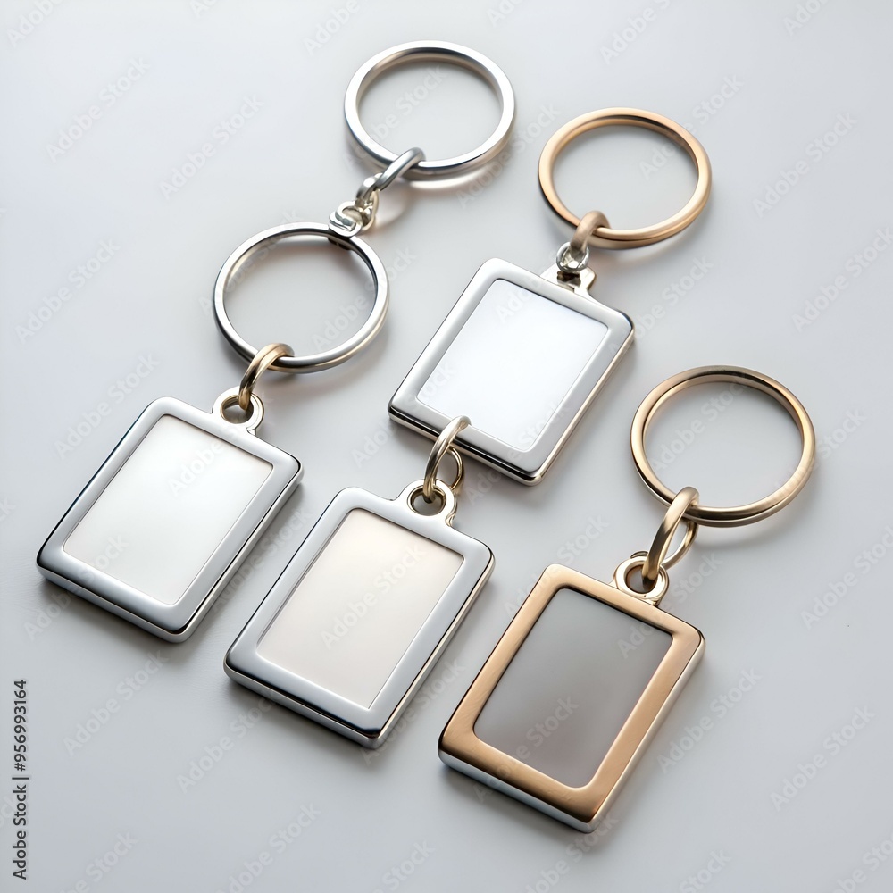 Four blank keychains in silver and gold. perfect for adding your own design or logo! Ideal for branding. promotional giveaways. or personalized gifts. Four blank keychains in silver and gold. perfect for adding your own design or logo! Ideal for branding. promotional giveaways. or personalized gifts.