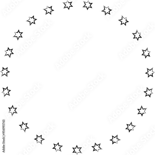 Hand drawn ink stars, icon, symbol, logo. Doodle sketchy brush style