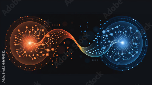 Abstract digital technology background, Algorithm Efficiency: A comparison between two algorithms, illustrating the concept of algorithmic efficiency.
