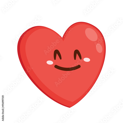 Red cute heart character. Romantic flat style Valentine's Day illustrations to express feelings of love.