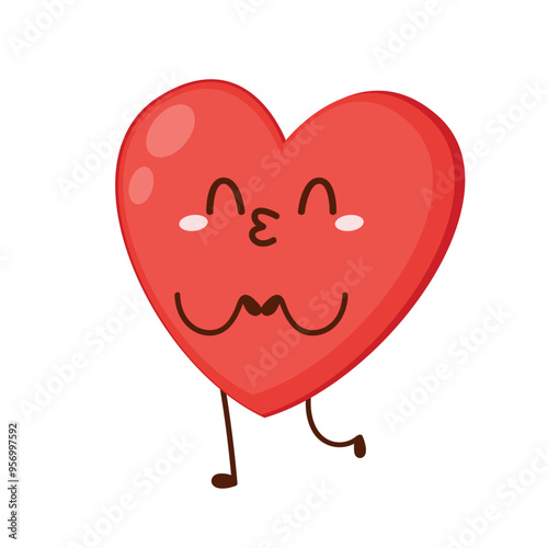 Red cute heart character. Romantic flat style Valentine's Day illustrations to express feelings of love.