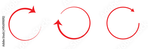 Circle Arrow icon set vector illustration, refresh, reload, Set of circle arrows rotating, different circular arrows of red color isolated, recycle sign, Arrow clock wise rotating symbol, arrow sign