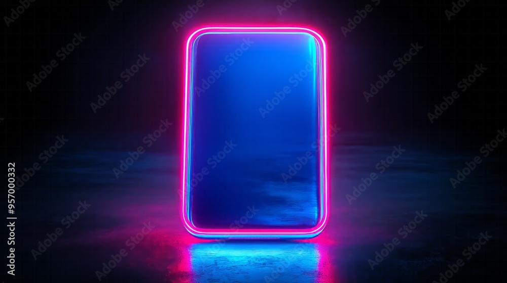 Abstract Neon Glow Light Phone Frame Background Abstract Neon Glow Light Phone Frame Background
