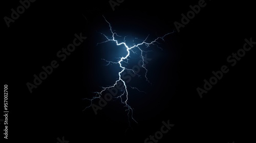 Lightning Strike in a Dark Sky