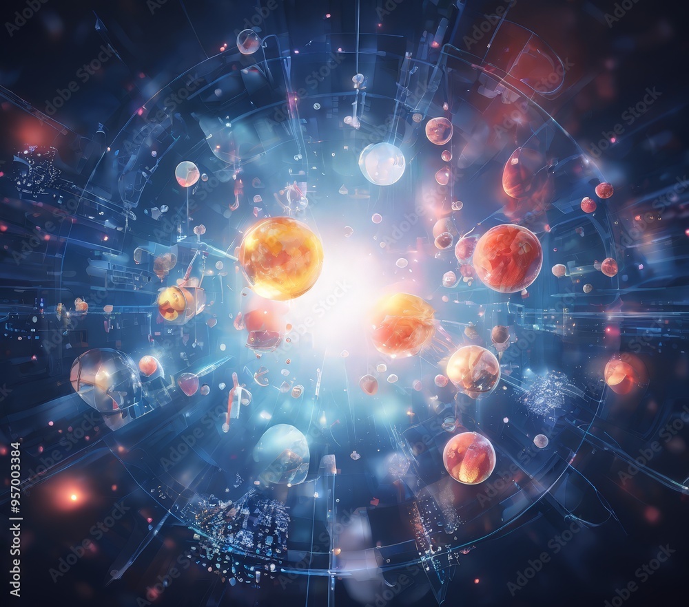 colorful abstract background with planets and stars colorful abstract background with planets and stars