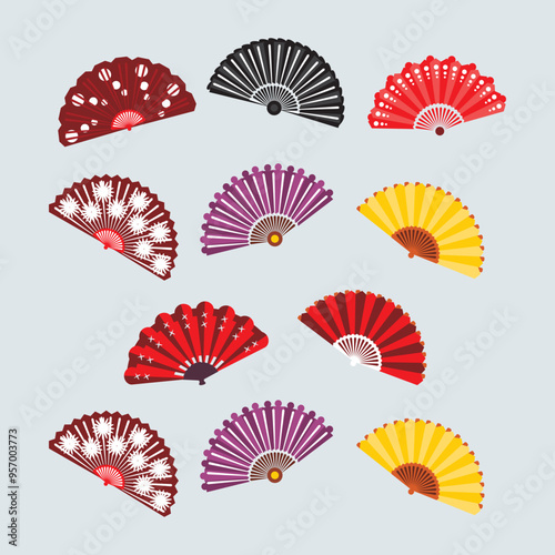 set of beautiful fan icon
