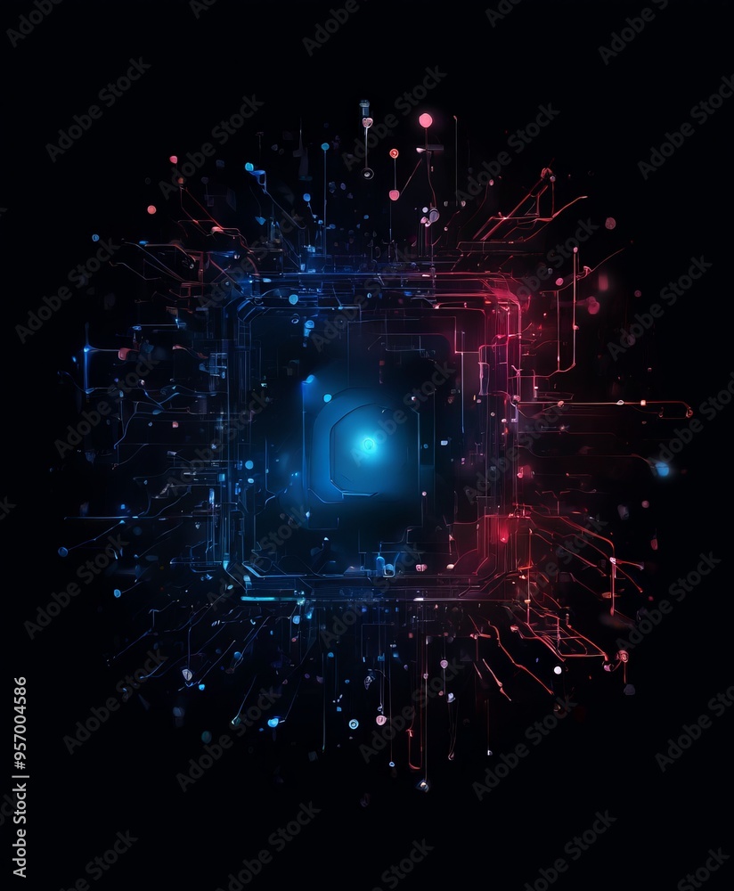 Obraz premium dark background with blue and red light