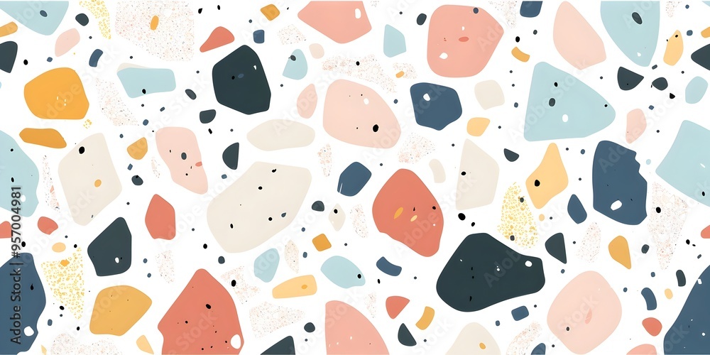 Simple Flat of Fine Terrazzo Texture in Pastel Colors on White Background Simple Flat of Fine Terrazzo Texture in Pastel Colors on White Background