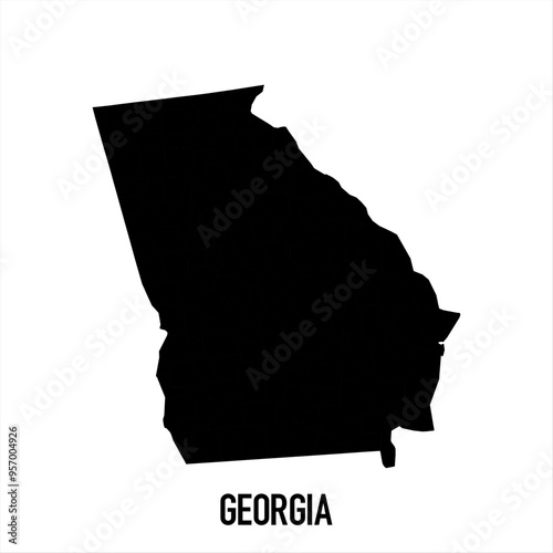 Georgia Map - black World Map International vector template with High detailed isolated on white background - Vector