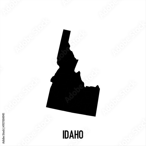 Idaho Map - black World Map International vector template with High detailed isolated on white background - Vector