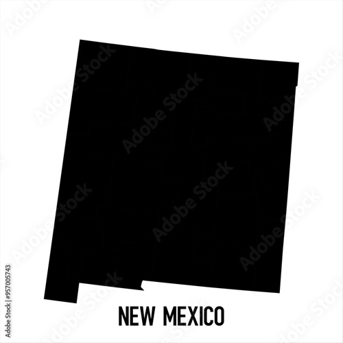 New Mexico Map - black World Map International vector template with High detailed isolated on white background - Vector