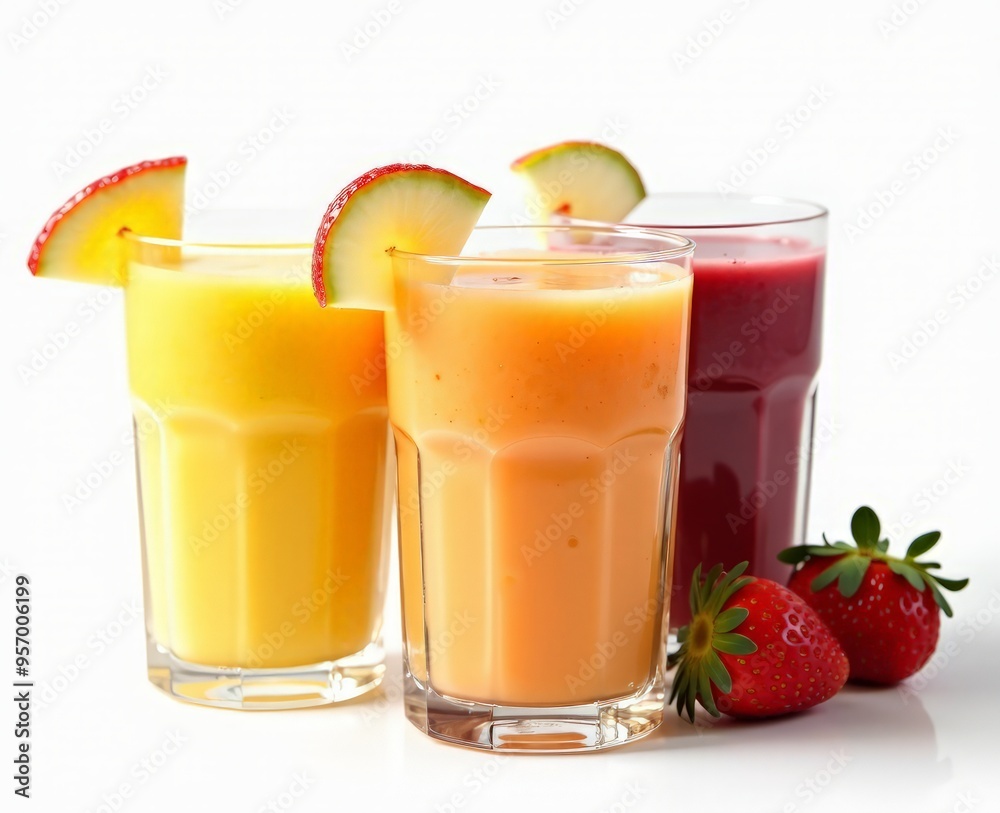 fruit smoothie cocktail set on a white background fruit smoothie cocktail set on a white background
