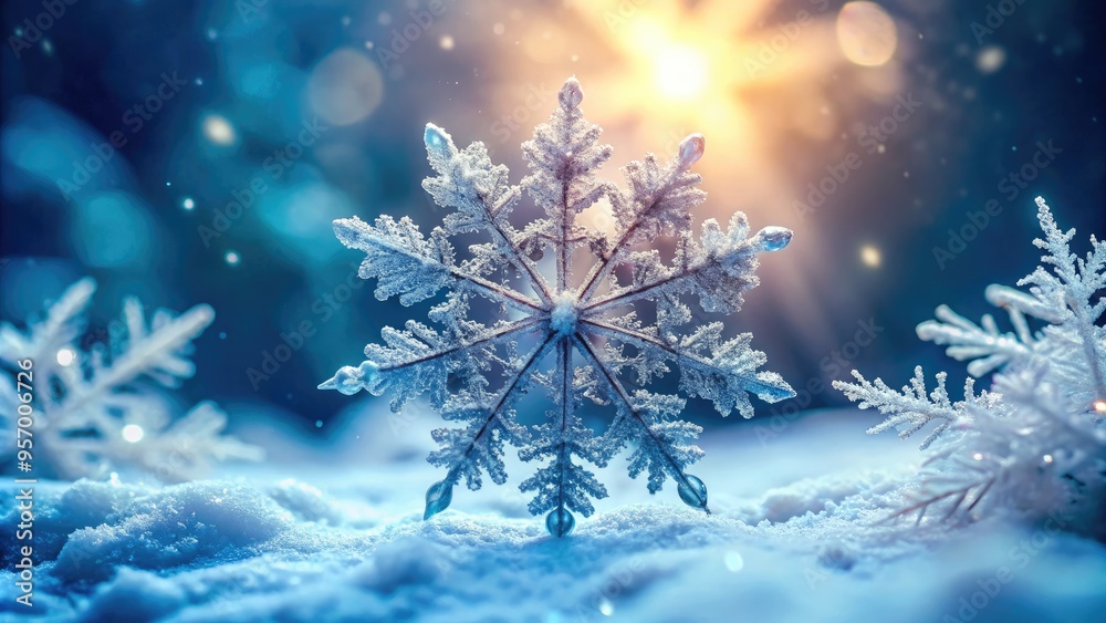 Delicate, intricate, and ephemeral, a solitary snowflake showcases its mesmerizing crystalline structure, feathery edges, and frosty beauty against a soft, blurred background of winter wonder. Delicate, intricate, and ephemeral, a solitary snowflake showcases its mesmerizing crystalline structure, feathery edges, and frosty beauty against a soft, blurred background of winter wonder.