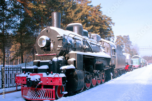 The Trans-Siberian Railway in winter, trains moving