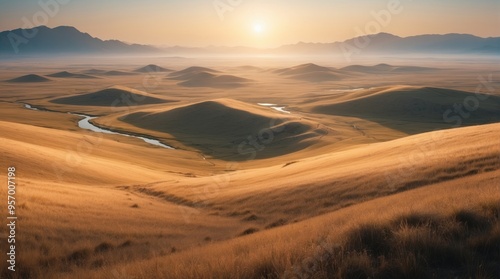 Steppes and mountains, landscape