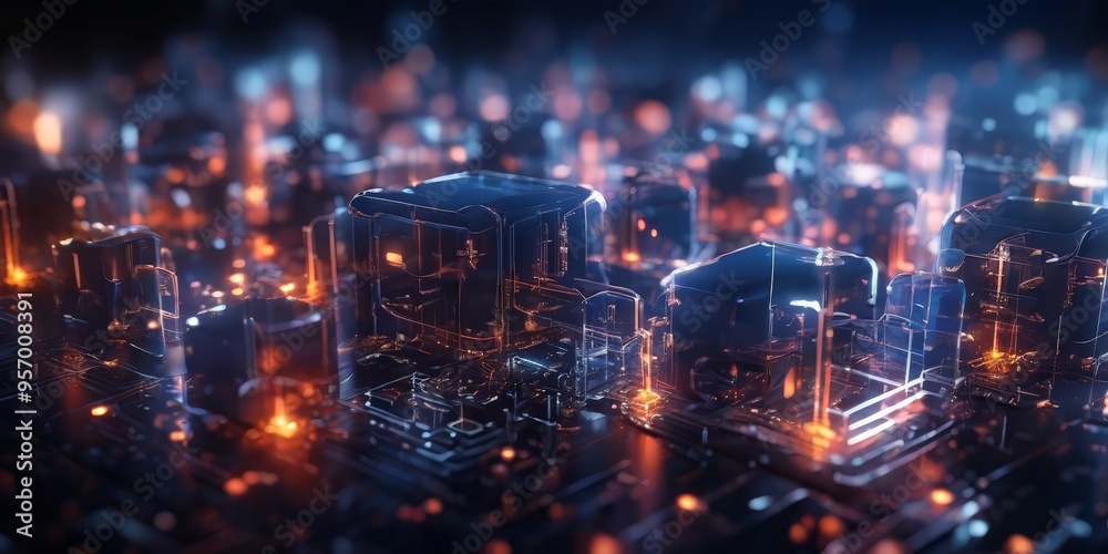 futuristic city with glowing buildings futuristic city with glowing buildings