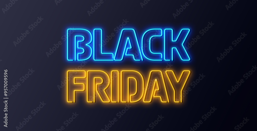 Black Friday Neon Lights On Back Wooden Background, Vector Graphics. Black Friday Neon Lights On Back Wooden Background, Vector Graphics.