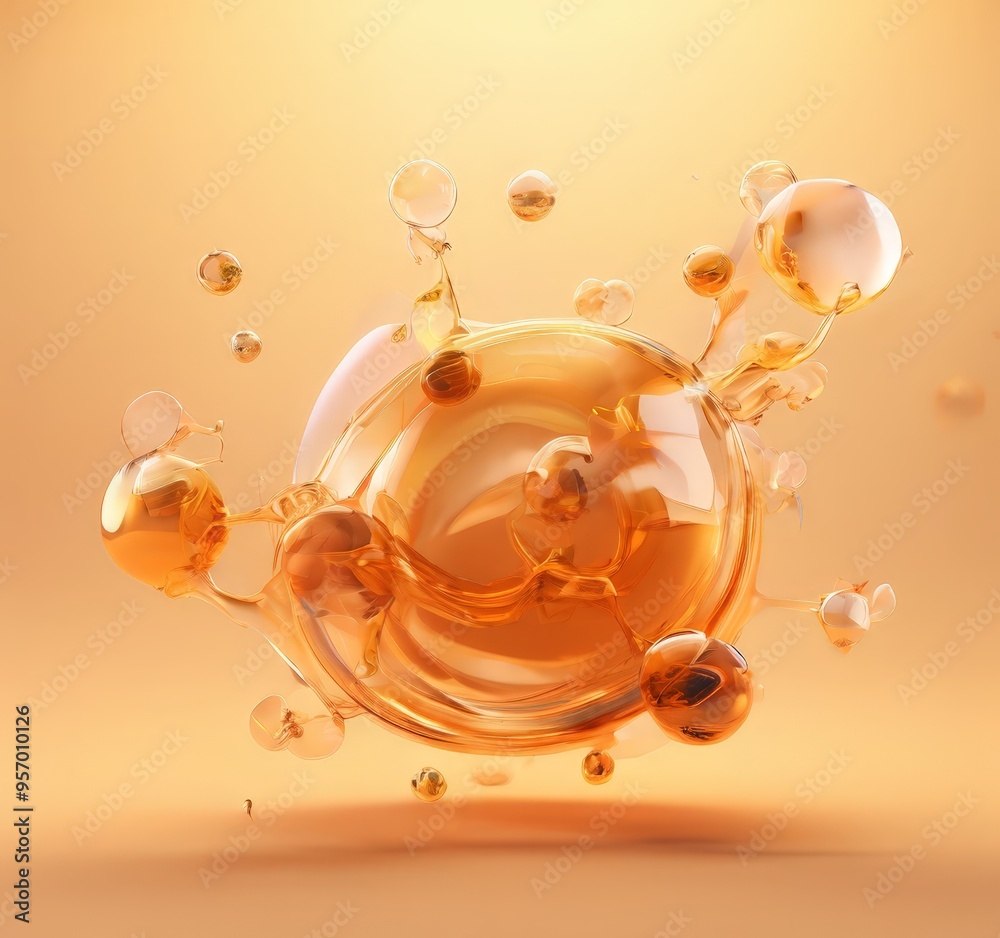 Fototapeta premium glass ball with liquid and bubbles