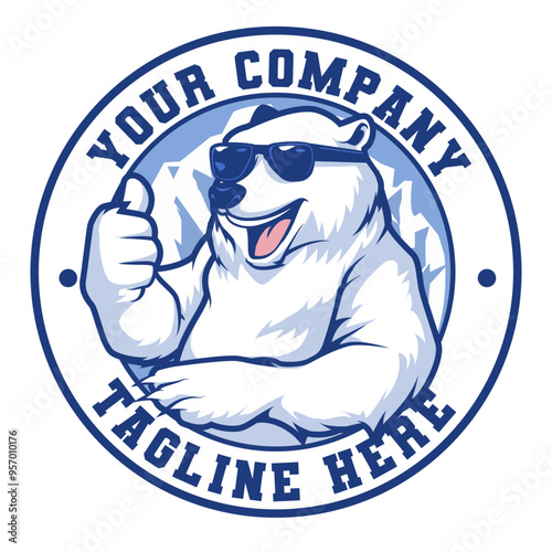 polar bear funny mascot logo vector background illustration concept