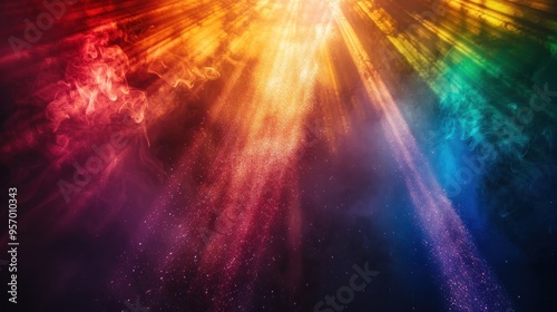 Mesmerizing Celestial Light Display Otherworldly Kaleidoscopic Aurora Spectacle in the Cosmic Sky Vibrant rainbow colored beams of energy emanate through the atmosphere