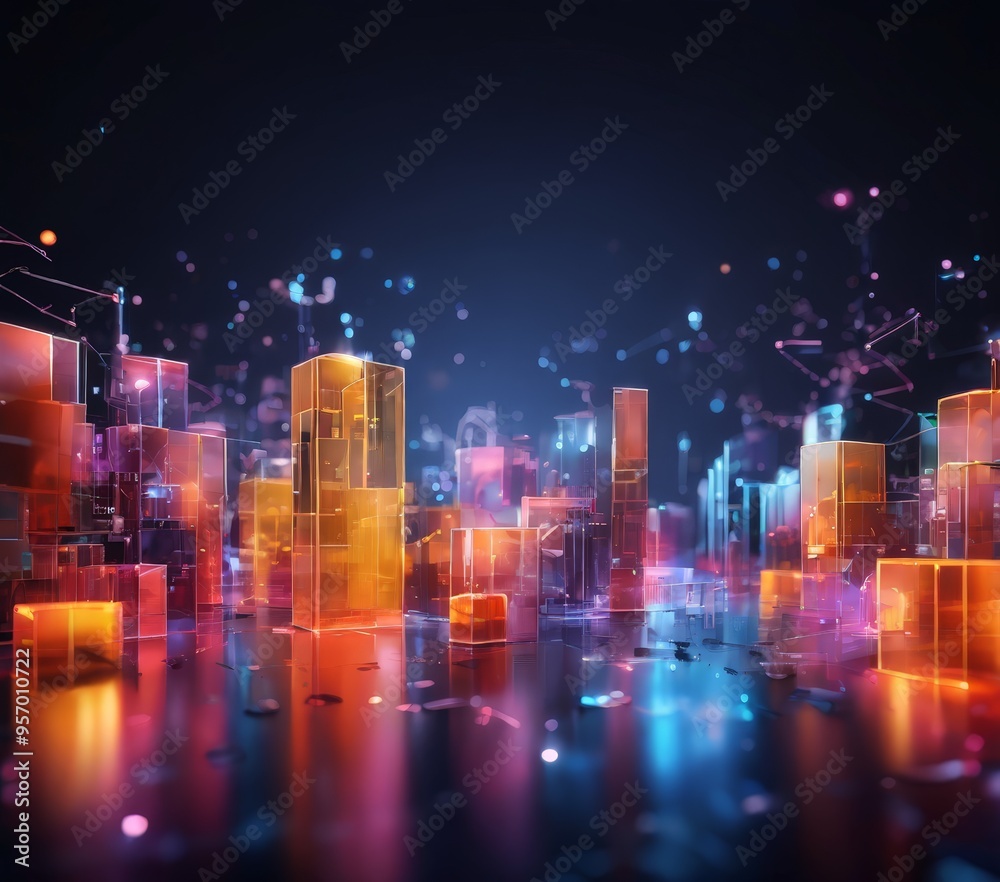 abstract cityscape background with glowing abstract cityscape background with glowing