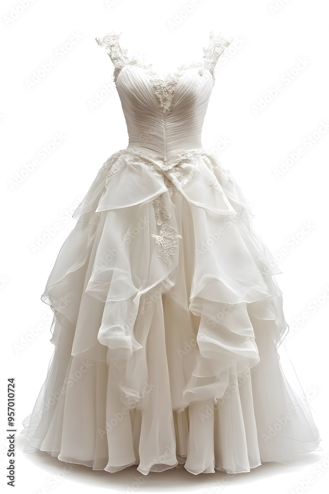 White wedding dress isolated on white background White wedding dress isolated on white background